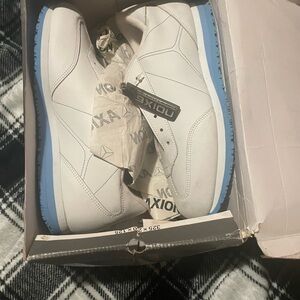 White Sneakers with Blue Soles